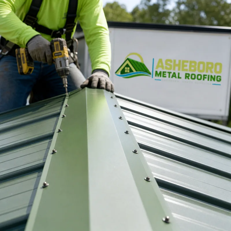 Finished ridge line with clean ridge-cap installation and consistent fastener placement